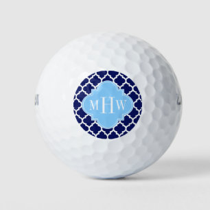 Balles De Golf Marine Bleu Marocain #5 Ciel Bleu Nom Monogramme
