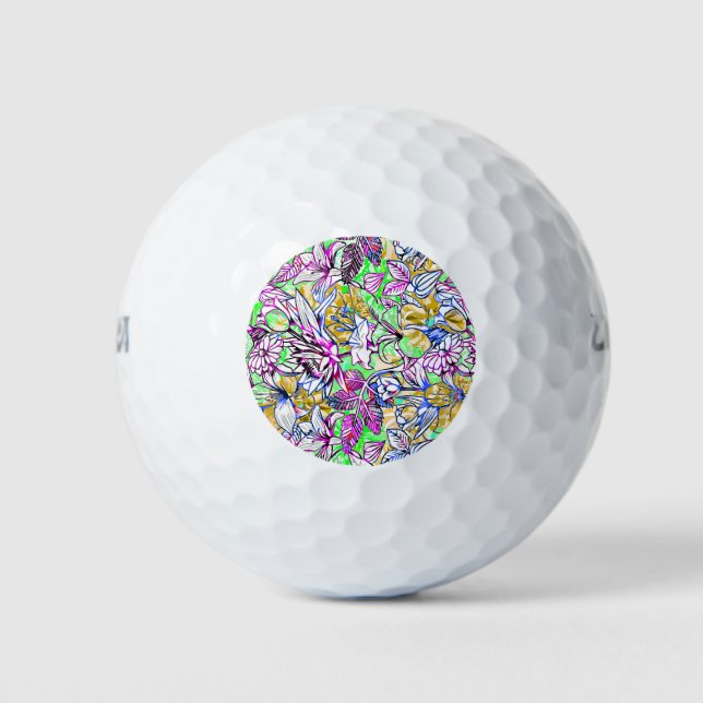 Balles De Golf Marque de bagage de fleurs abstraites joliment col (Devant)