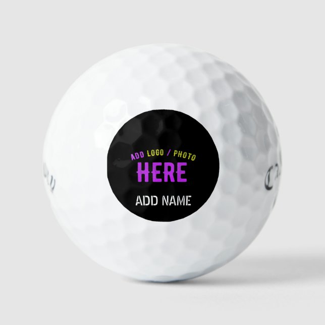 BALLES DE GOLF MARQUE ÉLÉGANT MODERNE PERSONNALISABLE NOIR VÉRIFI (Recto)