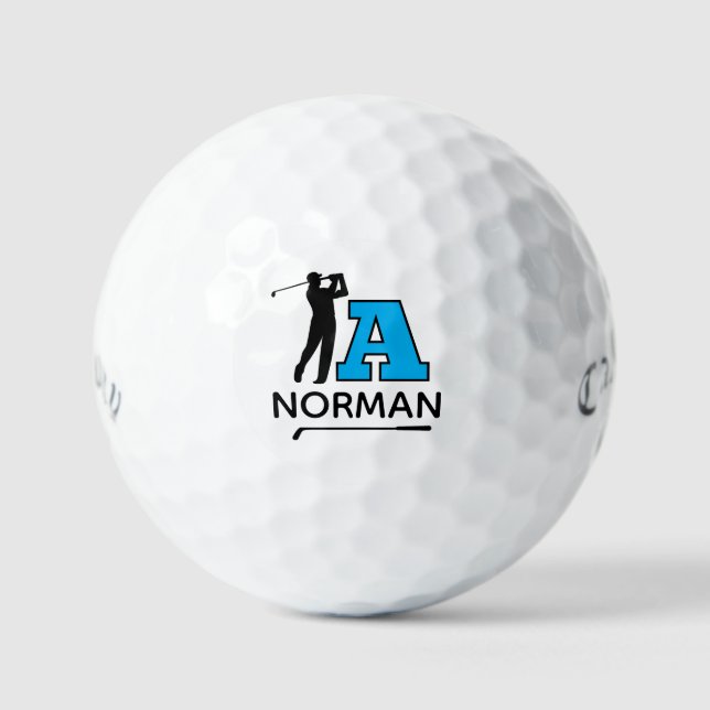 Balles De Golf Marque initiale bleue personnelle - pour identifie (Recto)