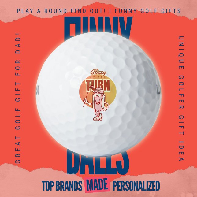 Balles De Golf Mascotte de Hotdog Rétro Drôle Glizzy Au Tour de G (Custom Funny Golf Ball Gifts for Dad From Play A Round Find Out, “Glizzy at the turn”)
