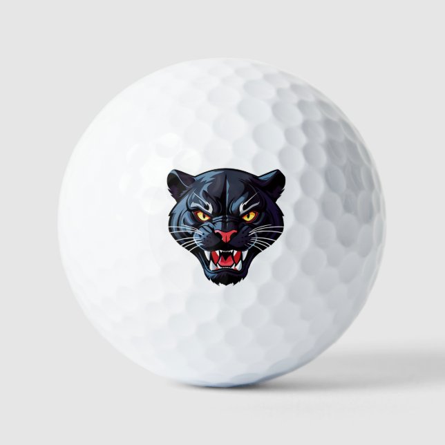 Balles De Golf Mascotte Féline Rugissante Féroce (Recto)