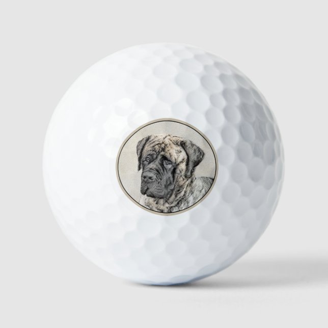Balles De Golf Mastiff anglais (Brindle) Peinture - Chien Art (Recto)