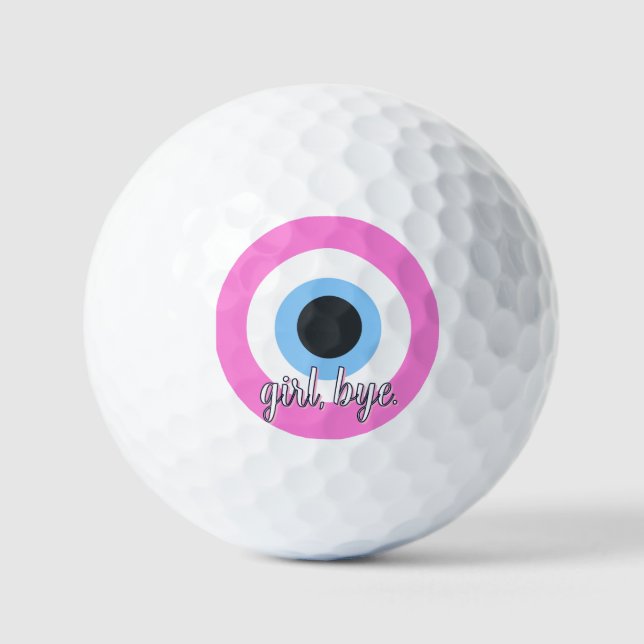 Balles De Golf mauvais œil rose personnalisable  (Recto)