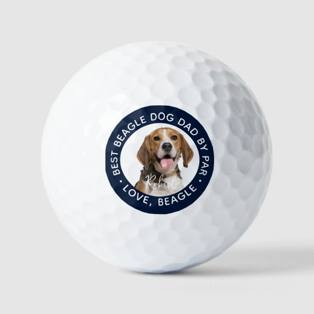 Balles De Golf Meilleur chien Beagle papa par Far Pet Photo Custo (Recto)