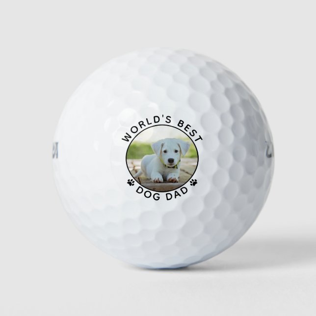 Balles De Golf Meilleur chien papa Empreintes de pattes du monde  (Devant)