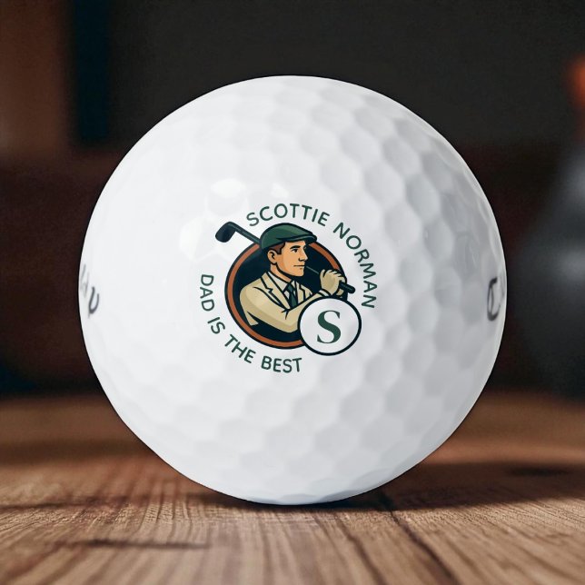 Balles De Golf Meilleur Golfer Papa Retro Monogrammé (Créateur téléchargé)