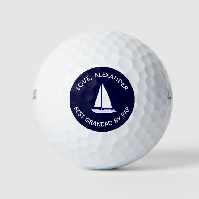 Balles De Golf Meilleur Grand Jour Nautique Monogramme Nom Marine (Devant)