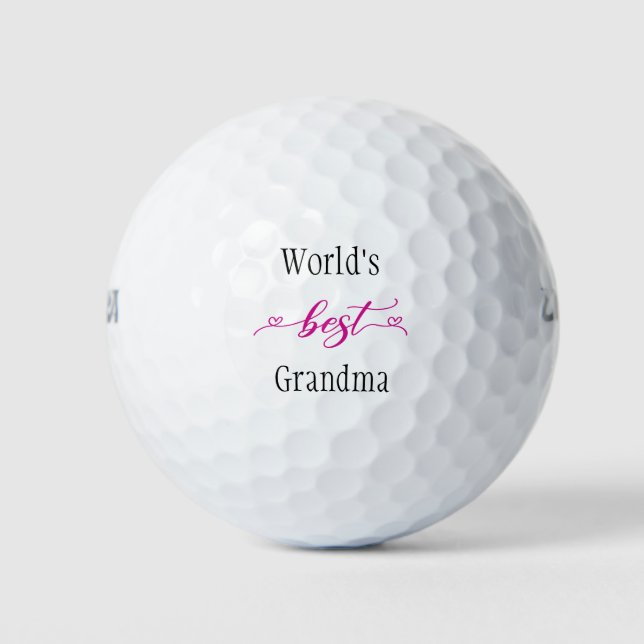 Balles De Golf Meilleur grand-mère et coeur du monde rose et blan (Devant)