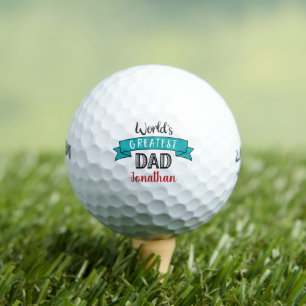 Balles De Golf Meilleur Papa du Monde Teal Cool Moderne Nom Perso