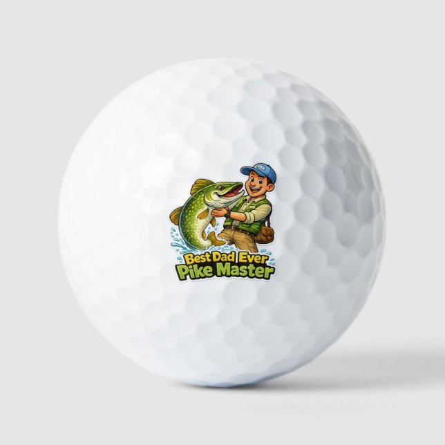 Balles De Golf Meilleur Papa Ever Pike Master dessin animé de pêc (Recto)