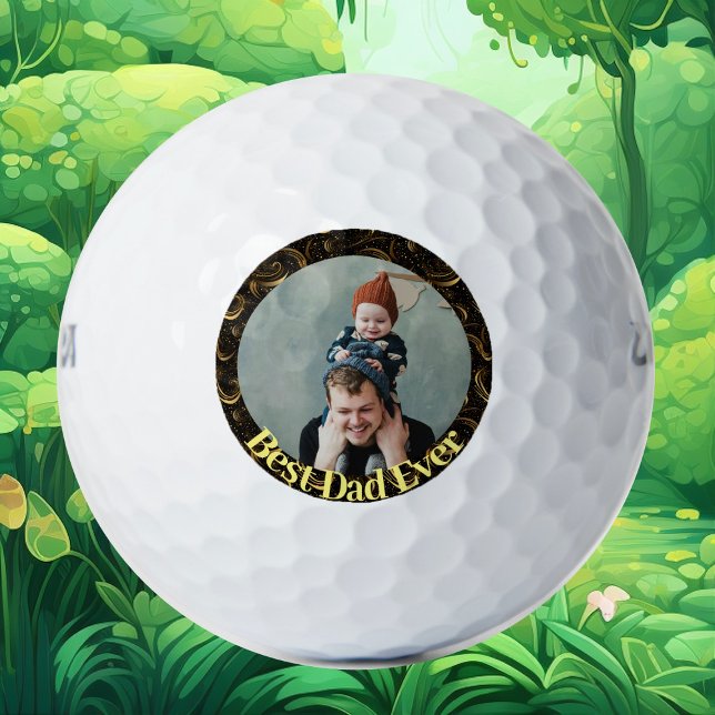 Balles De Golf Meilleur Papa Jamais Fête des pères Swirl Moderne  (Best Dad Ever Fathers Day Swirl Modern Calligraphy Golf Balls)