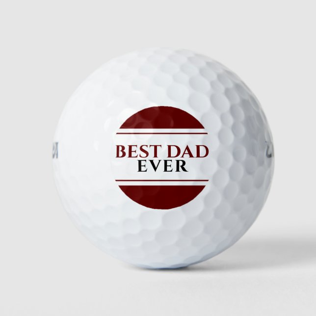 Balles De Golf Meilleur papa jamais moderne Rouge Noir Fête du Pè (Devant)