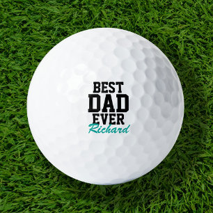 Balles De Golf Meilleur papa jamais Turquoise Fête des pères Mono