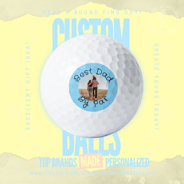 Balles De Golf Meilleur Papa Par Photo Personnalisée Cadeau de Go (Custom golf balls by Play A Round Find Out, "Best Dad by Par" Family portrait)