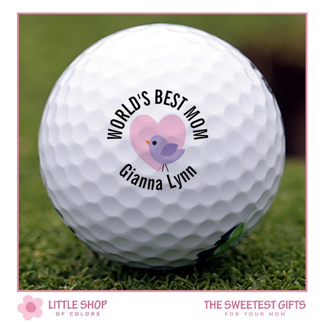 Balles De Golf Meilleure Maman du Monde Monogramme Rose Cœur (Créateur téléchargé)