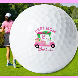 Balles De Golf Meilleure Maman Pink Watercolor Panier Monogramme 