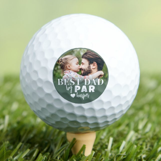 Balles De Golf Meilleure Photo Verte Papa (Best Dad Green Photo Golf Balls )