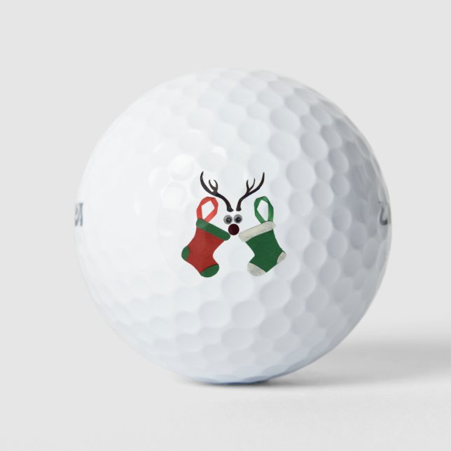 Balles De Golf Meilleurs voeux Noël Occasion spéciale Rouge & Ver (Devant)