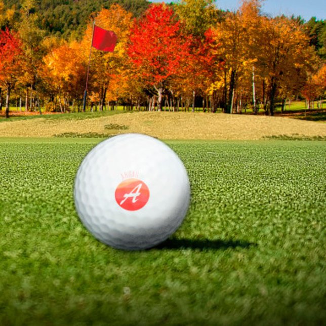 Balles De Golf Mélange monogrammé initial Un corail orange (Créateur téléchargé)