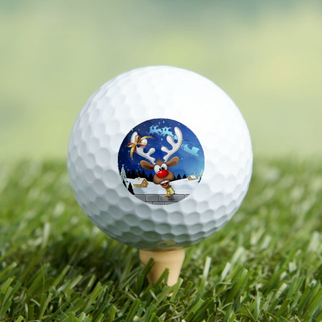 Balles De Golf Mème de Noël drôle de renne qui regarde par-dessus (T-shirt Insitu)