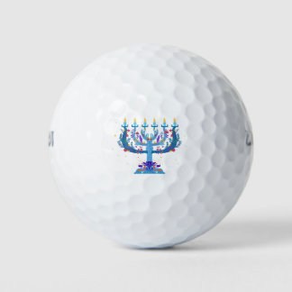 Balles De Golf menorah à fleurs hanoukka