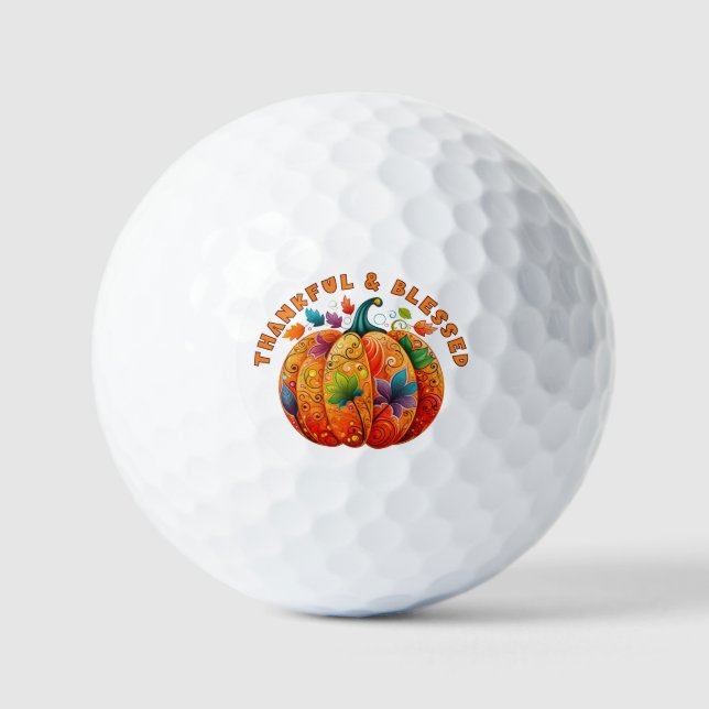 Balles De Golf Merci et béni Citrouille d'automne (Recto)