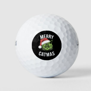 Balles De Golf Merry Catmas Funny Amoureux de les chats Noël