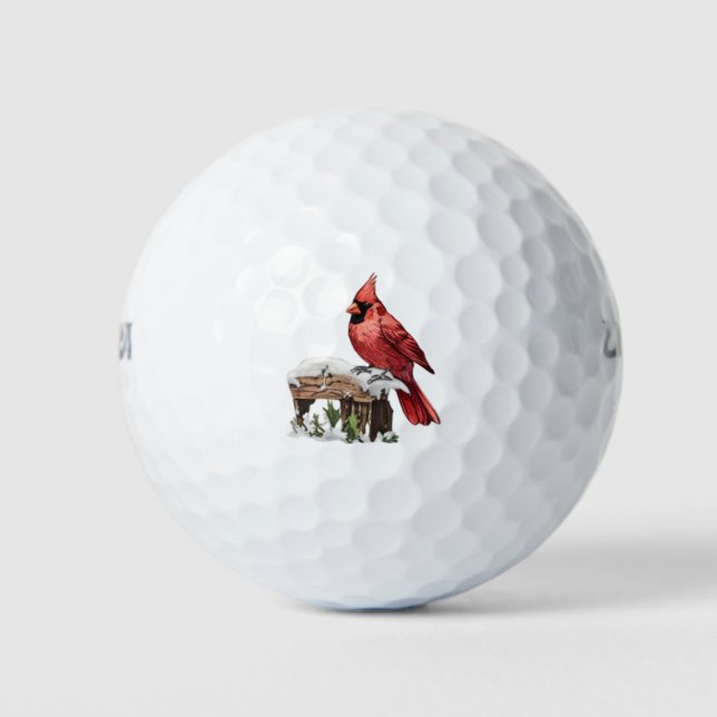 Balles De Golf Merry Christmas Red Cardinal     (Devant)