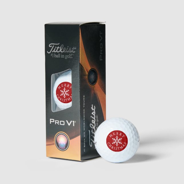 Balles De Golf Merry Christmas with Snowflake on Bright Red (Conditionnement)