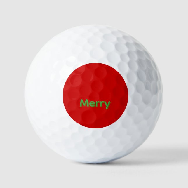 Balles De Golf Merry Green Name on Red (Recto)