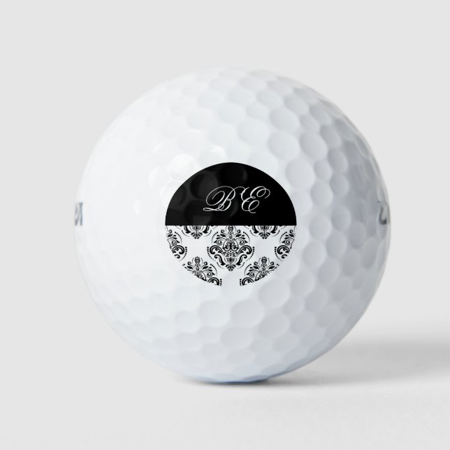 Balles De Golf Mesdames Monogramme Damask (Devant)