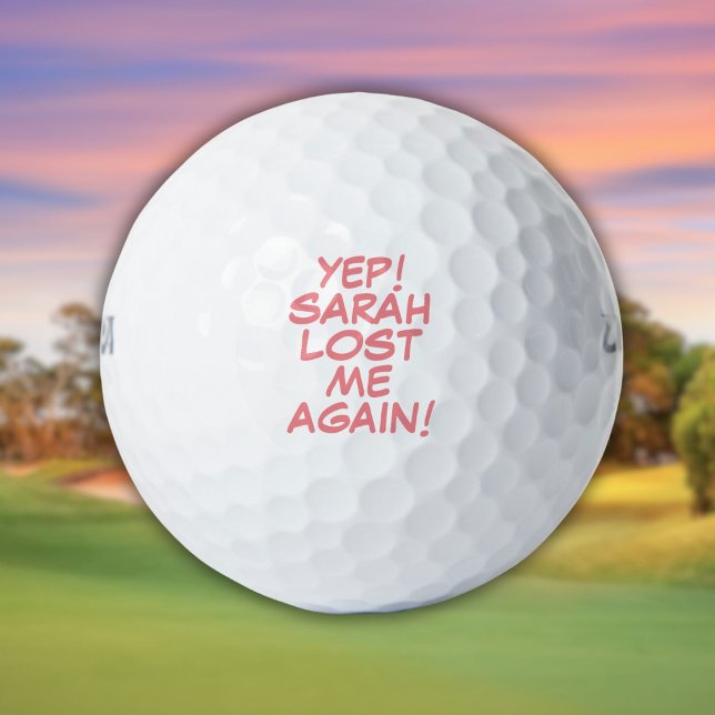 Balles De Golf Message perdu drôle avec nom personnalisé rose (Personalized Pink Name Funny Lost Message Golf Balls)
