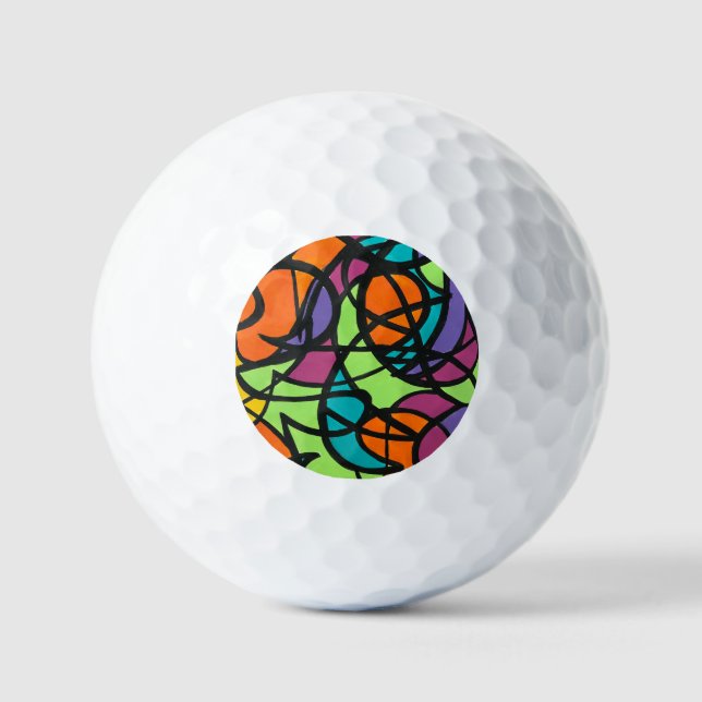 Balles De Golf Metro Moon - Art Abstrait Peint à la Main (Recto)