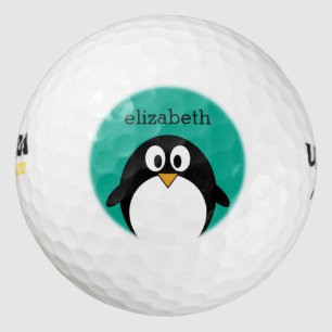 Balles De Golf mignon manchot émeraude de pingouin et noir