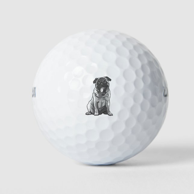 Balles De Golf Mignon Pug avec Bonne Humeur (Devant)