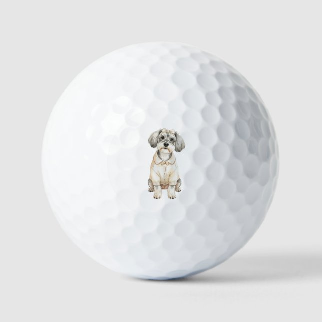 Balles De Golf Mignon schnauzer chien aux oreilles longues  (Recto)