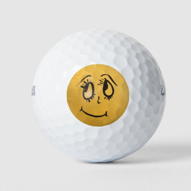 Balles De Golf Mignonne Visage Heureux (Devant)