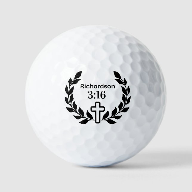 Balles De Golf Mini moderne 3:16 Script avec croix (Recto)