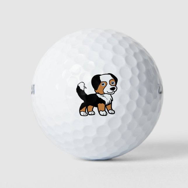 Balles De Golf Miniature American Shepherd Black Tri avec queue (Devant)