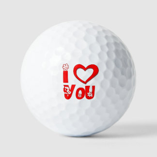 Balles de Golf Minimaliste Cœur Rouge Je T'Aime