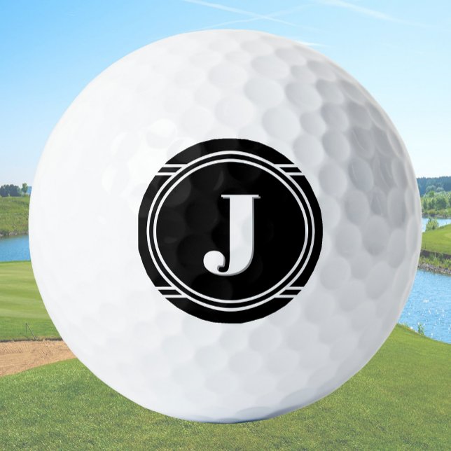 Balles De Golf Modern Elegant Black Custom Monogram (Créateur téléchargé)