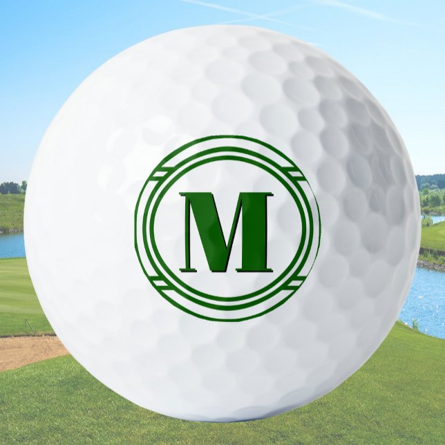 Balles De Golf Modern Elegant Green and White Custom Monogram (Créateur téléchargé)