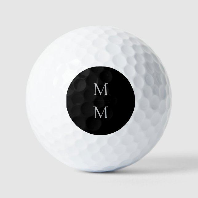 Balles De Golf Moderne Elegant Classic Monogramme Noir Personnali (Recto)