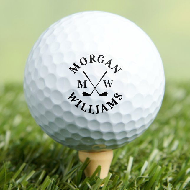 Balles De Golf Moderne Élégant Monogramme Initial Nom (Modern Elegant Name Initial Monogrammed Golf Balls)