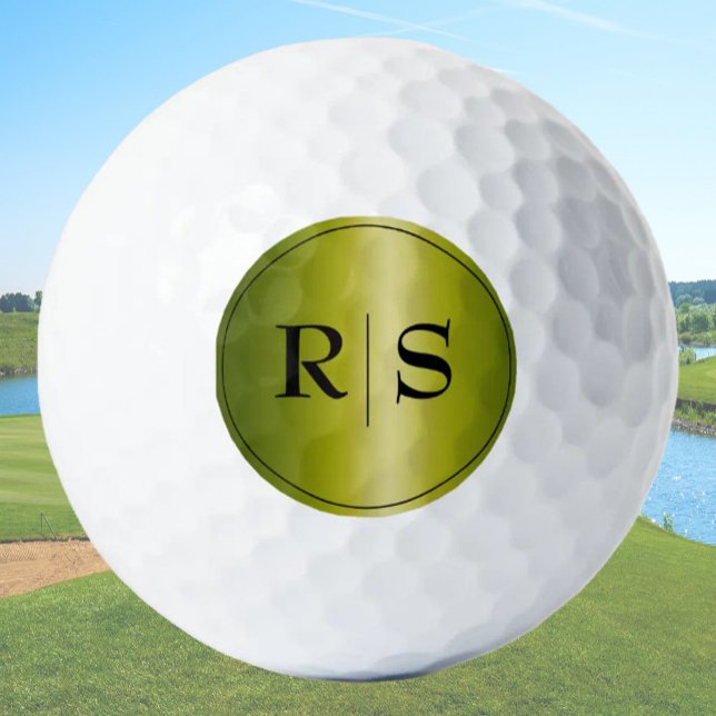 Balles De Golf Moderne Élégant Monogrammé Or et Noir  (Créateur téléchargé)