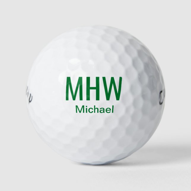 Balles De Golf Moderne Monogramme Vert (Devant)