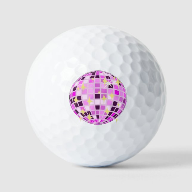 Balles De Golf Moderne rose violet rétro Disco Ball Beige (Recto)