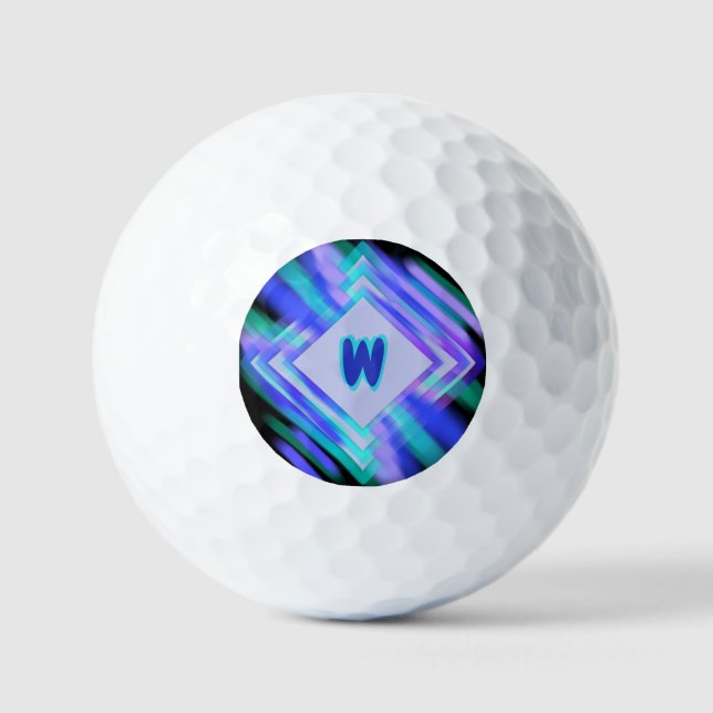 Balles De Golf Modifier les diamants initiaux, bleu doux, Aqua (Recto)