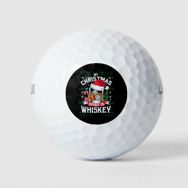Balles De Golf Mon esprit de Noël est un pull moche Whiskey Xmas  (Devant)